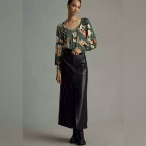 Anthropologie TINY Long-Sleeve Scoop-Neck Raglan Top Green Floral NWT $88 size S